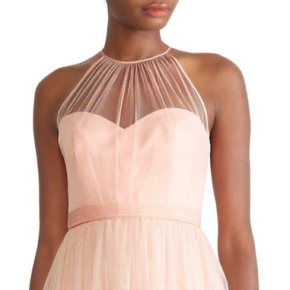 BHLDN AMSALE Maxi Dress Sheer Illusion Halter Ballerina Tulle Formal Gown Sz 10 - Picture 3 of 7